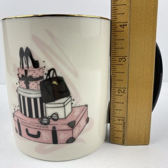 Saks Fifth Avenue New York Coffee Mug, Pink Black, Travel Essentials Cup - Picture 10 of 11